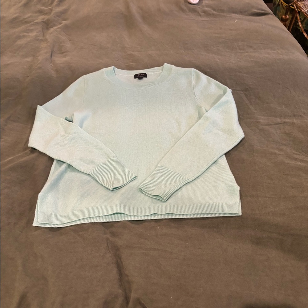 J Crew Cashmere Baby blue/mint green crew neck